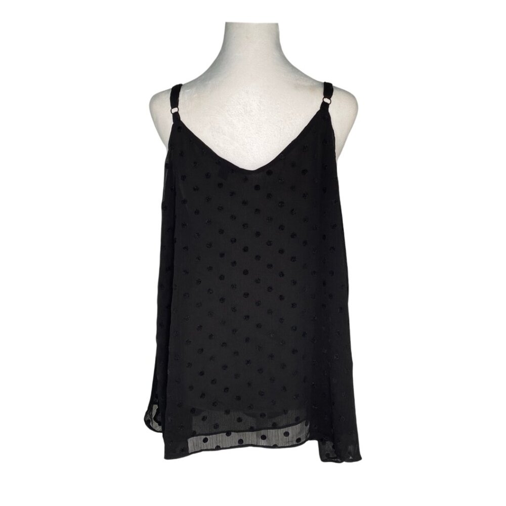 Torrid Black Flocked Semi-Sheer Lined Camisole with Adjustable Straps, Sz 2 #273 - Picture 3 of 13